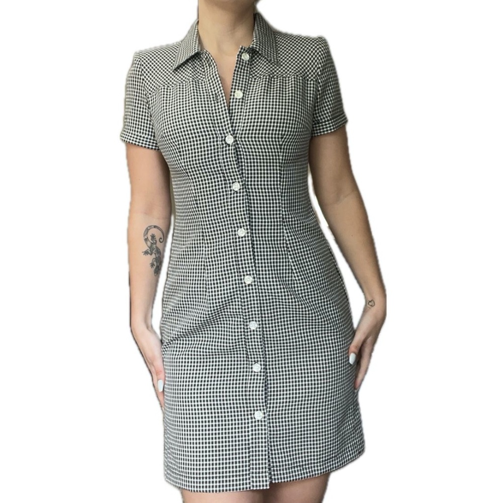 🖤Vintage Brioche California Black & White Gingham Button Front Dress🖤